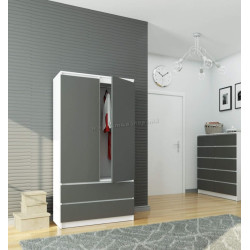 Dulap Akord S90 2D2SZ (White/Graphite Gray)