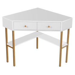 Masa de birou Costway HW67561WH (White/Gold) Thumb