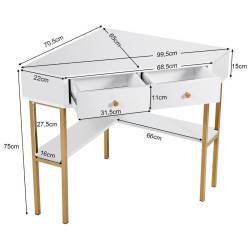 Masa de birou Costway HW67561WH (White/Gold) Thumb