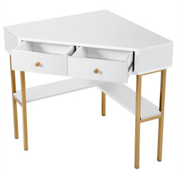 Masa de birou Costway HW67561WH (White/Gold) Thumb