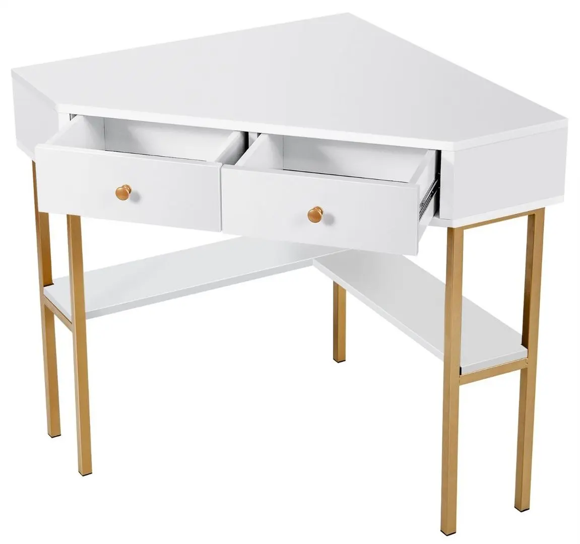 Masa de birou Costway HW67561WH (White/Gold)