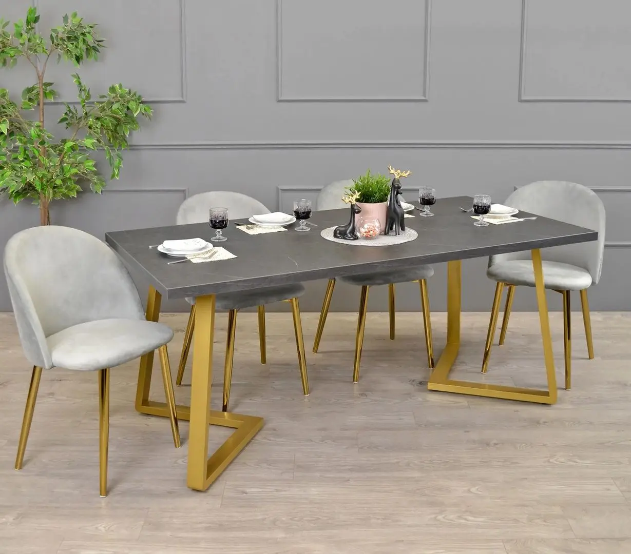 Стол DP Frida 180x90 (Black/Gold)