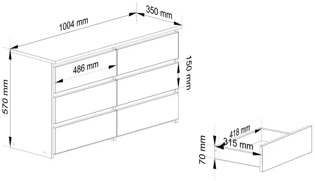 Comoda Akord CL 100 6S (Concrete/White)