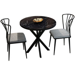 Set de sufragerie Prestige Bendir Star Leg 70x75cm 1+2 (Black Marble/Black/White) Thumb