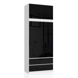 Шкаф с антресолью Akord S90 2D2SZ (White/Black Gloss) Thumb