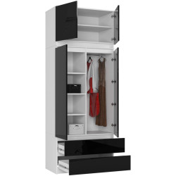 Шкаф с антресолью Akord S90 2D2SZ (White/Black Gloss) Thumb