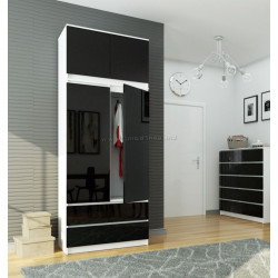 Шкаф с антресолью Akord S90 2D2SZ (White/Black Gloss)