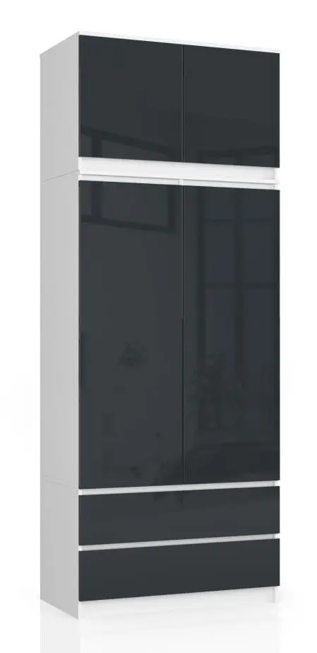 Dulap cu mezanin Akord S90 2D2SZ (White/Graphite Gloss) - 2