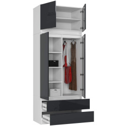 Dulap cu mezanin Akord S90 2D2SZ (White/Graphite Gloss) Thumb