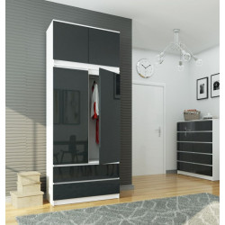 Dulap cu mezanin Akord S90 2D2SZ (White/Graphite Gloss)