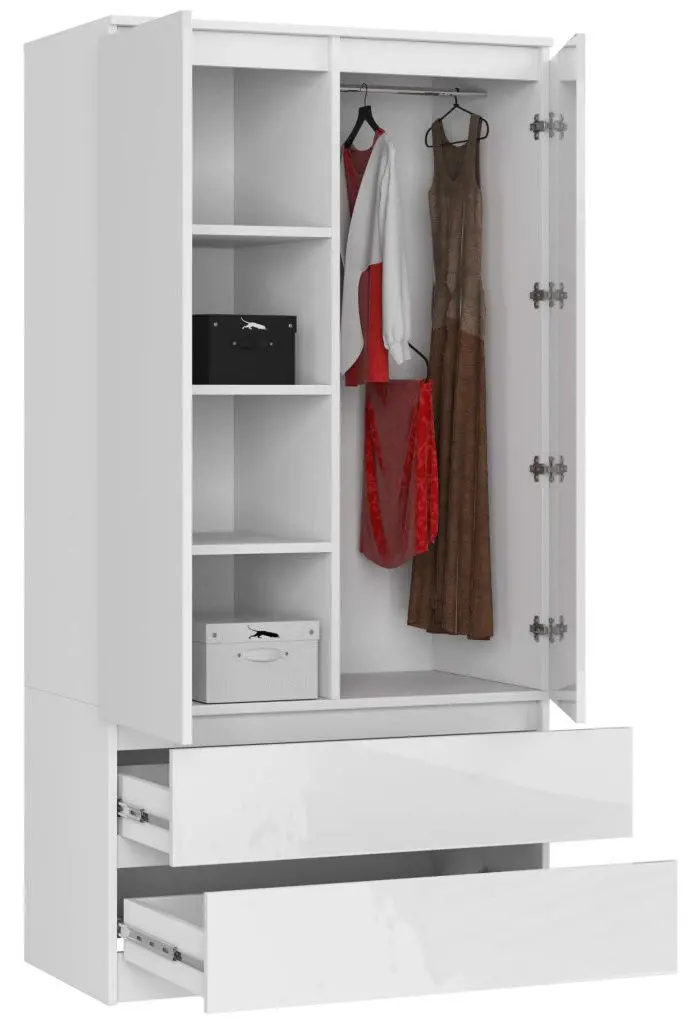 Dulap Akord S90 2D2SZ (White/White Gloss)