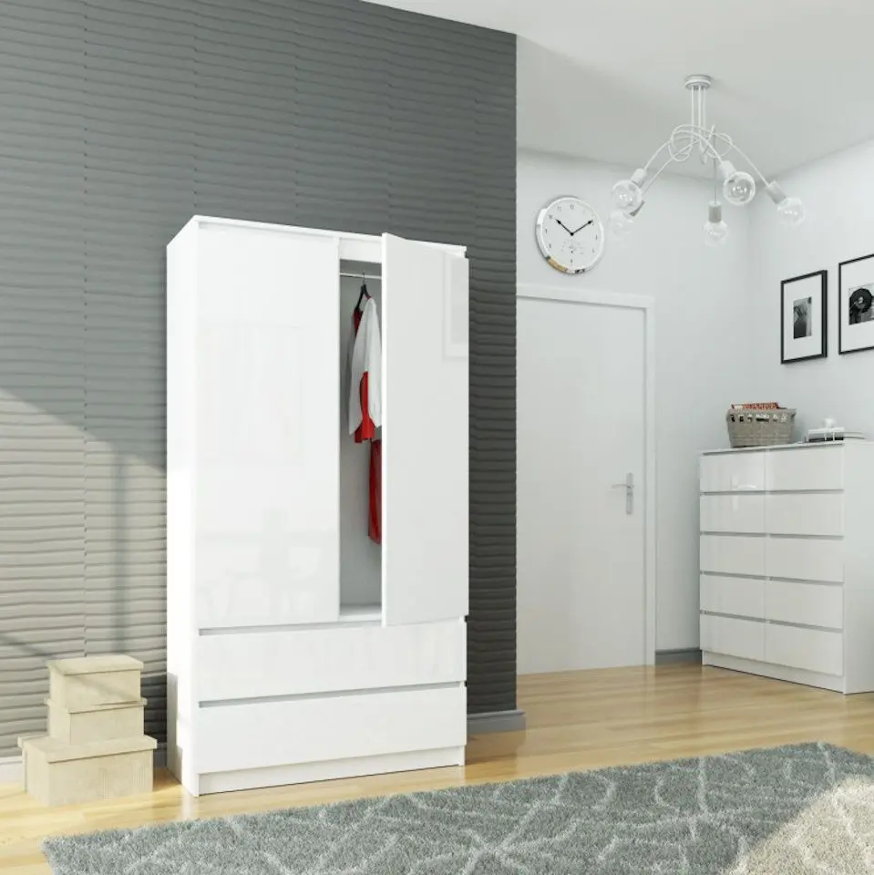 Dulap Akord S90 2D2SZ (White/White Gloss)