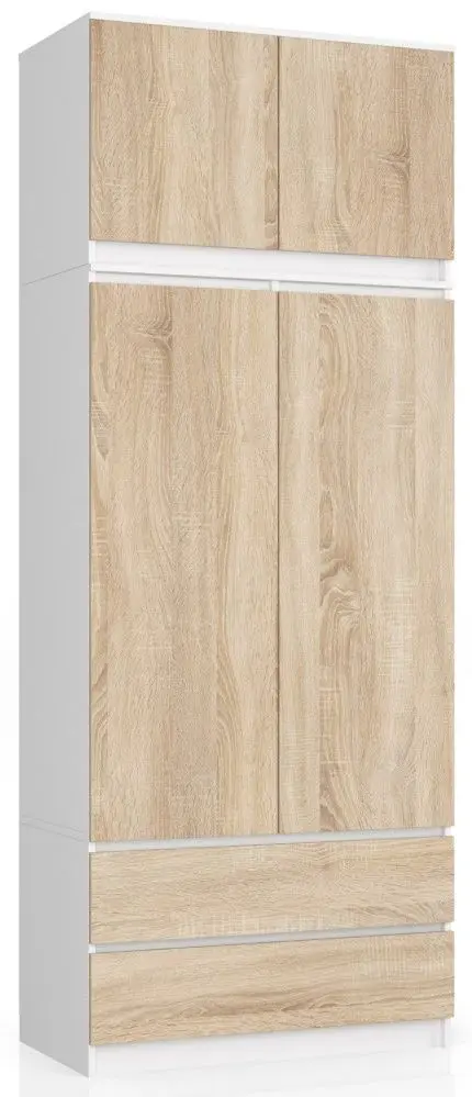 Шкаф с антресолью Akord S90 2D2SZ (White/Sonoma Oak)