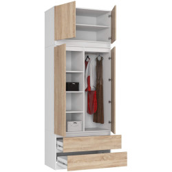 Шкаф с антресолью Akord S90 2D2SZ (White/Sonoma Oak) Thumb