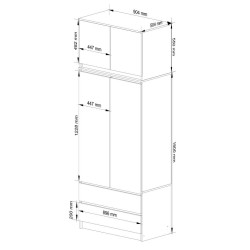 Шкаф с антресолью Akord S90 2D2SZ (White/Sonoma Oak) Thumb