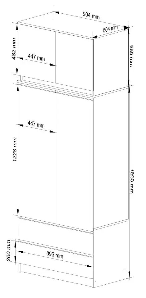 Шкаф с антресолью Akord S90 2D2SZ (White/Sonoma Oak)