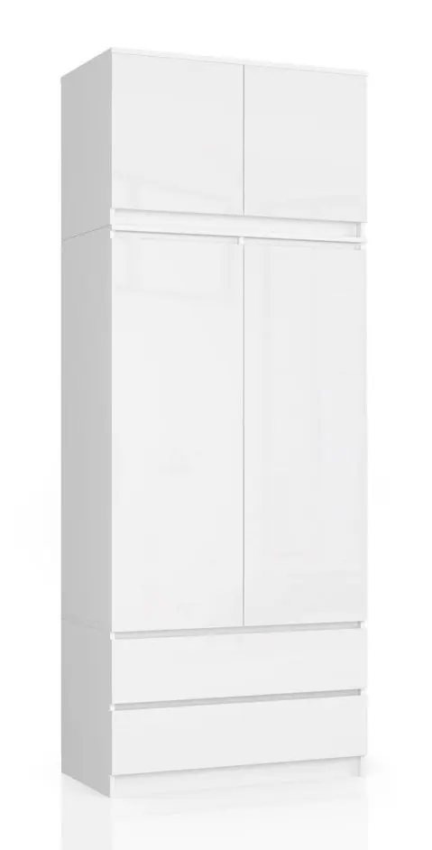 Dulap  cu mezanin Akord S90 2D2SZ (White/White Gloss)