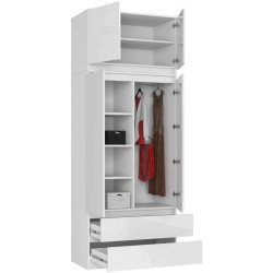 Dulap  cu mezanin Akord S90 2D2SZ (White/White Gloss) Thumb