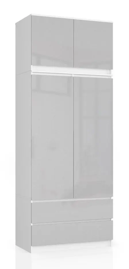 Шкаф с антресолью Akord S90 2D2SZ (White/Metallic Gloss) - 2