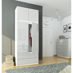 Dulap cu mezanin Akord S90 2D2SZ (White/Metallic Gloss)