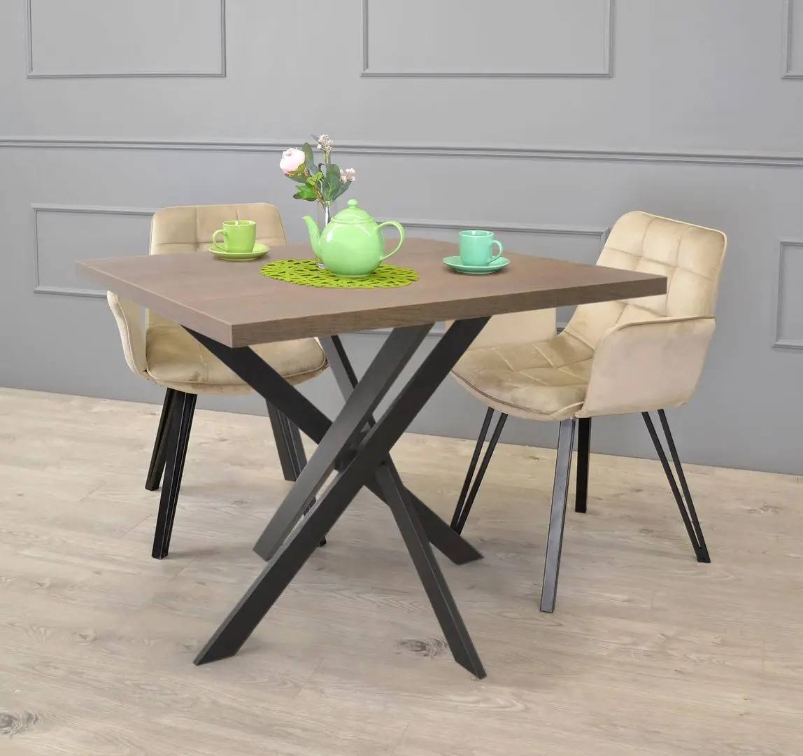 Стол DP Torino 900x900 (Black/Wood)