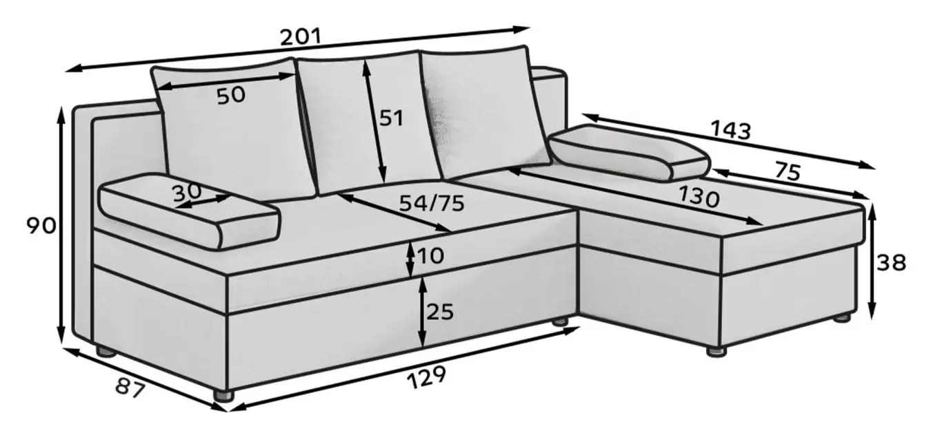 Canapea de colt Eltap Gino Sawana 14 (Black)