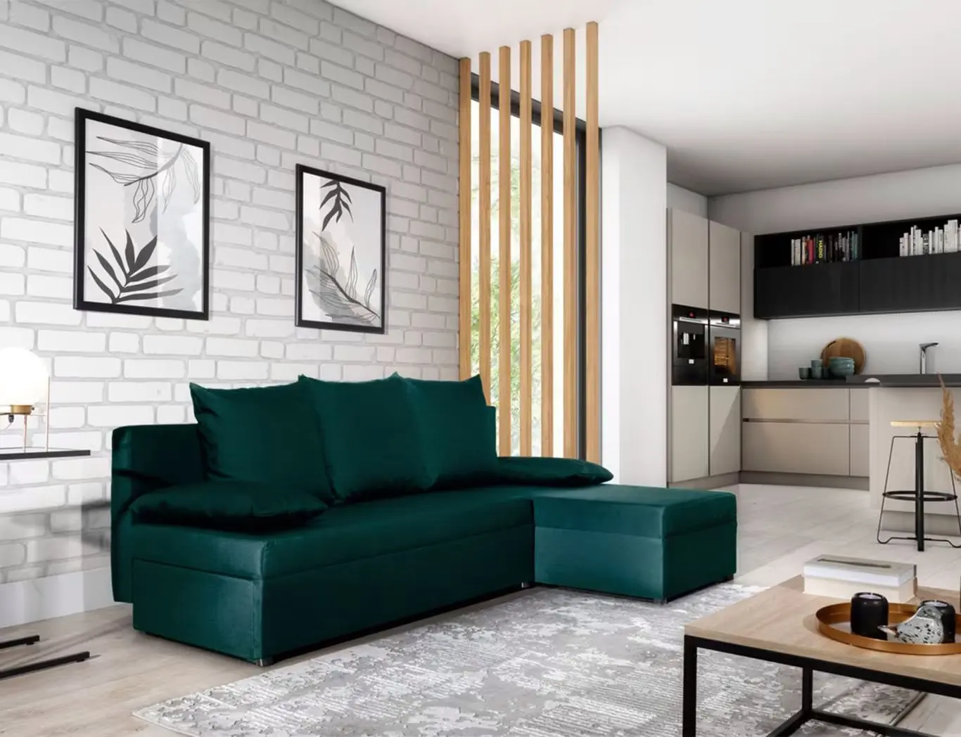 Canapea de colt Eltap Gino Nube 35 (Emerald)