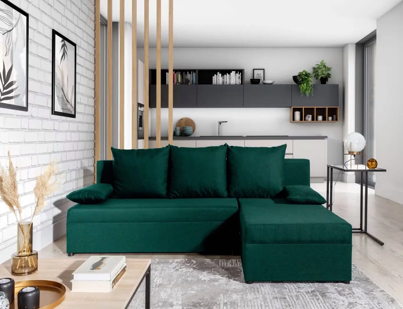 Canapea de colt Eltap Gino Nube 35 (Emerald)