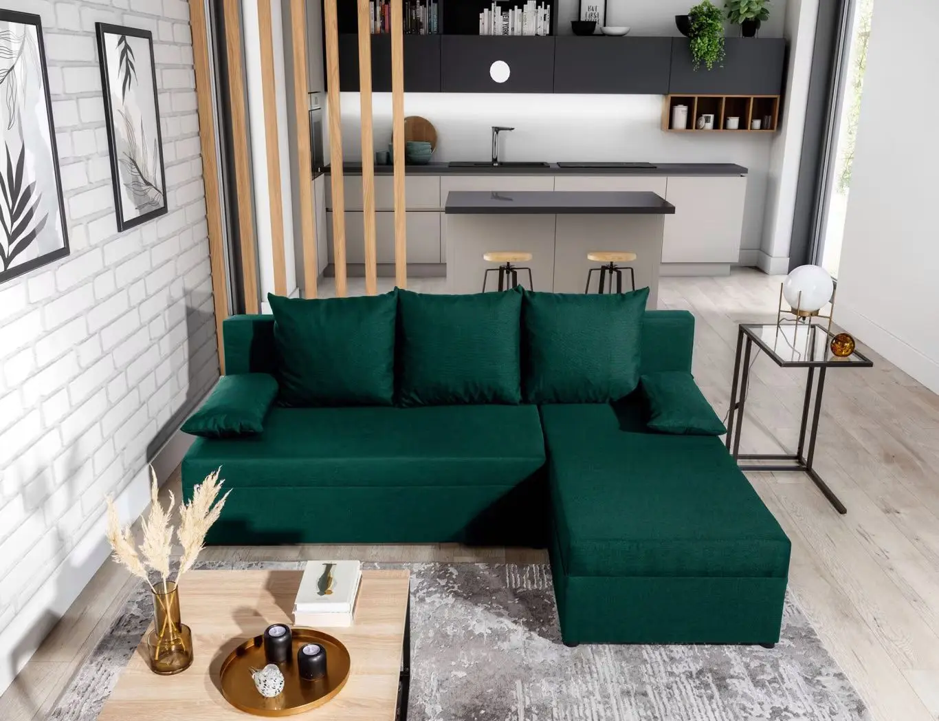 Canapea de colt Eltap Gino Nube 35 (Emerald)