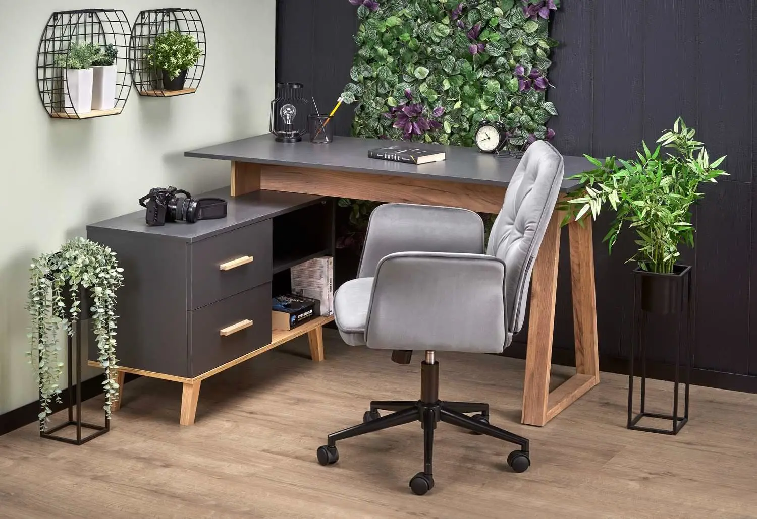 Masa de birou Halmar Sergio XL (Anthracite/Wotan Oak)