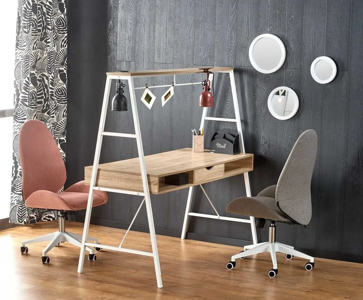 Masa de birou Halmar B48 (Sonoma Oak/White)