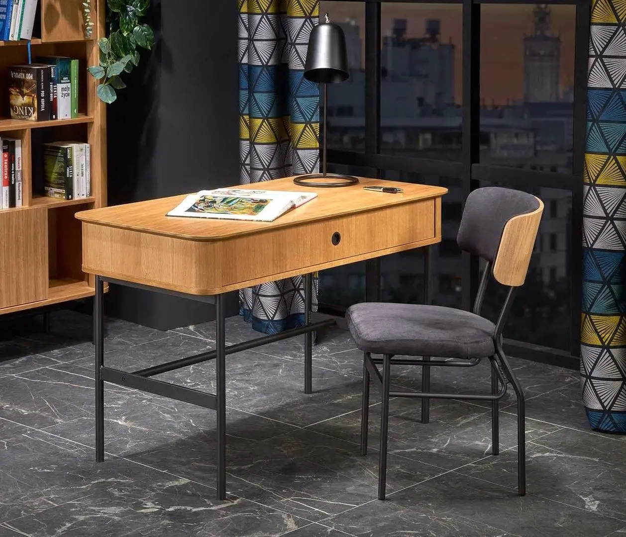 Письменный стол Halmar Smart B-1 (Natural Oak/Black)