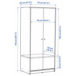 Шкаф Ikea Kleppstad 2 двери 79x176 (Белый) Thumb