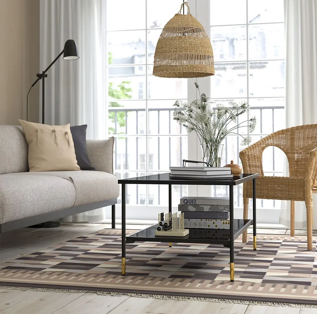 Masa pentru reviste Ikea Asperod 115x58 (Negru/Sticla Negru)