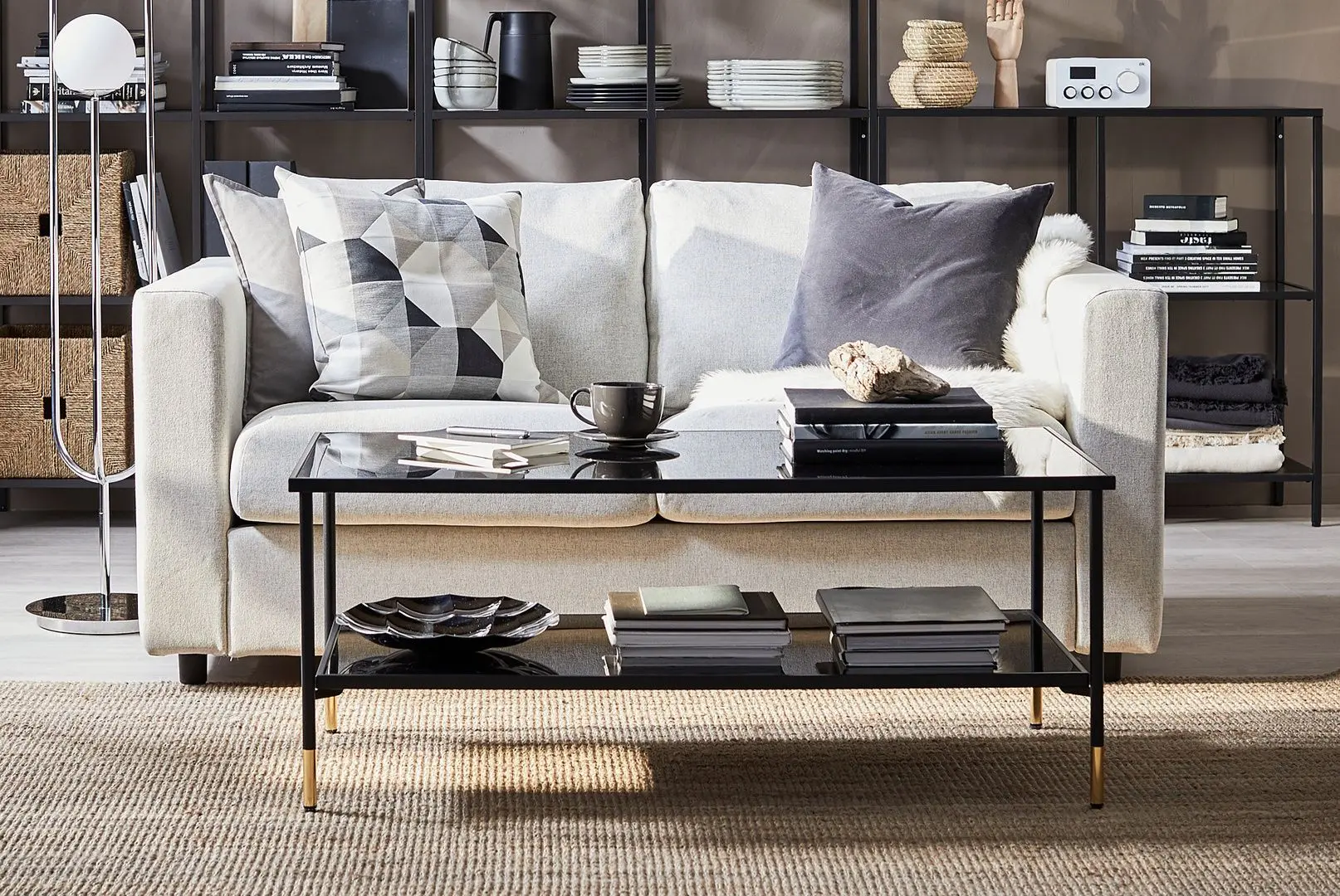 Masa pentru reviste Ikea Asperod 115x58 (Negru/Sticla Negru)