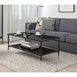 Журнальный столик Ikea Asperod 115x58 (Черный/Черное стекло)