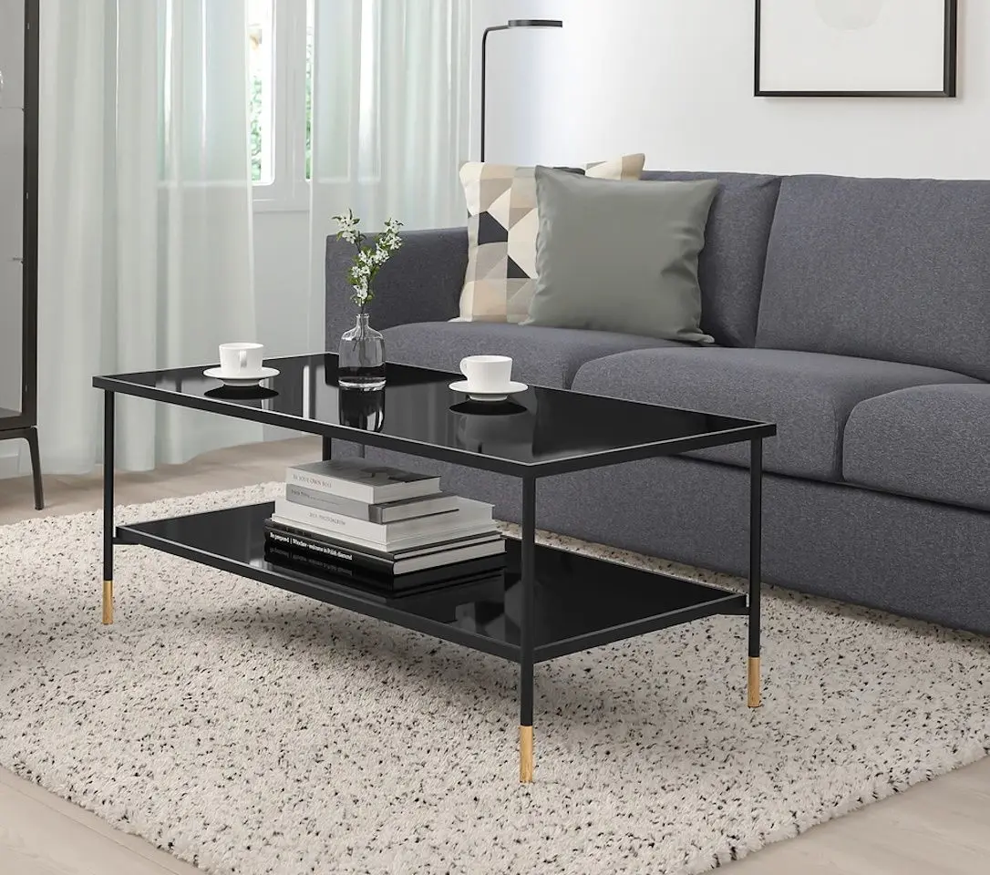 Masa pentru reviste Ikea Asperod 115x58 (Negru/Sticla Negru)