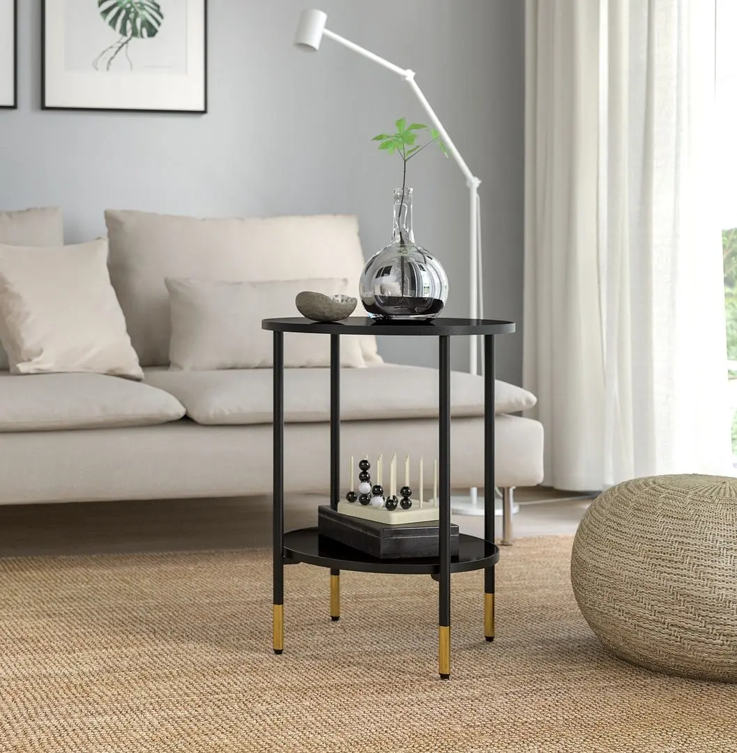 Журнальный столик Ikea Asperod 45 (Черный/Черное стекло)