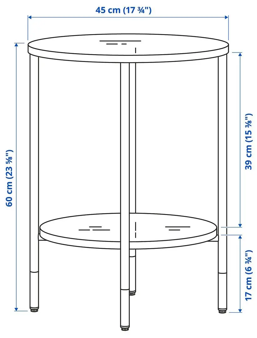 Журнальный столик Ikea Asperod 45 (Черный/Черное стекло)