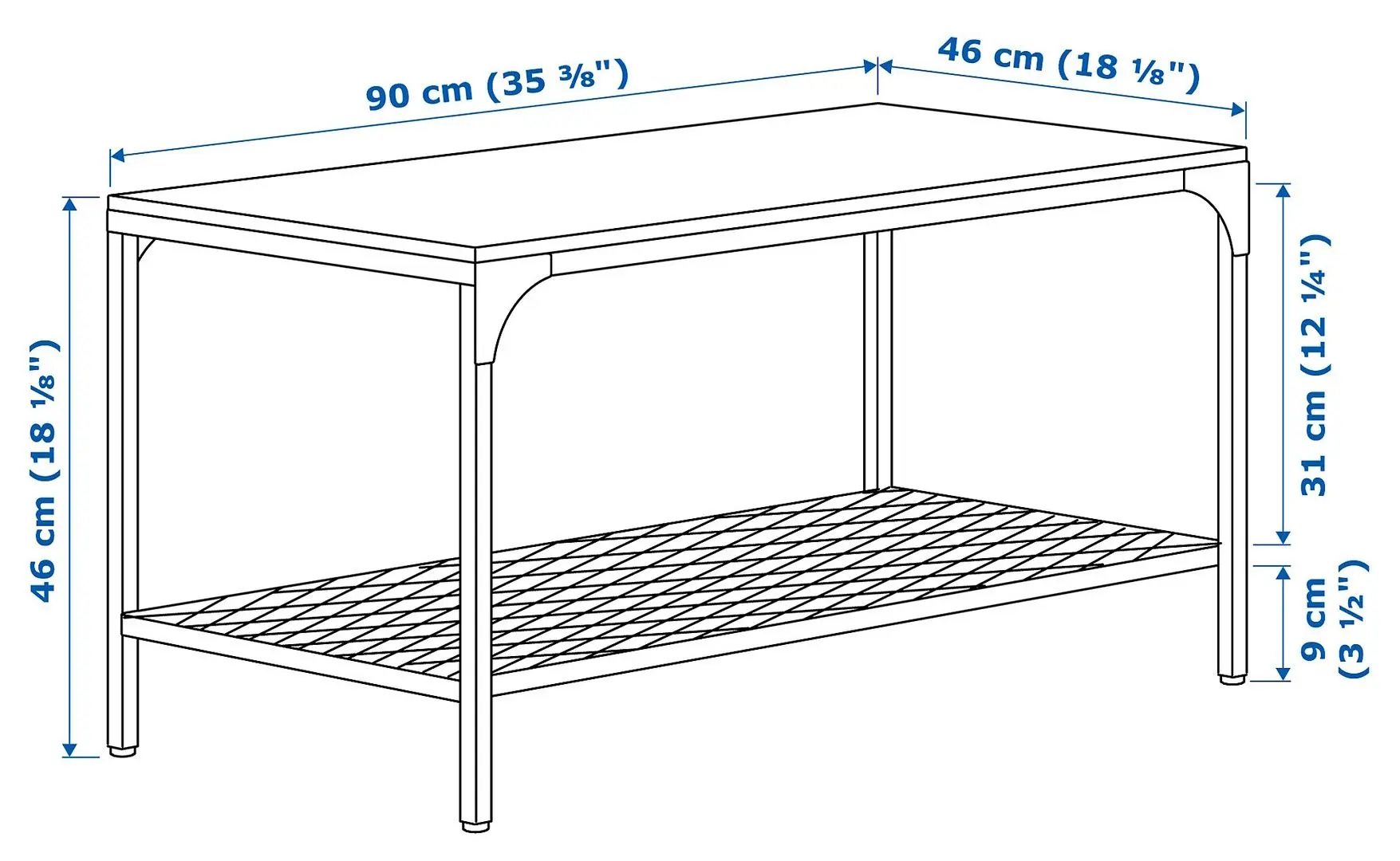 Masa pentru reviste Ikea Fjallbo 90x46 (Negru)