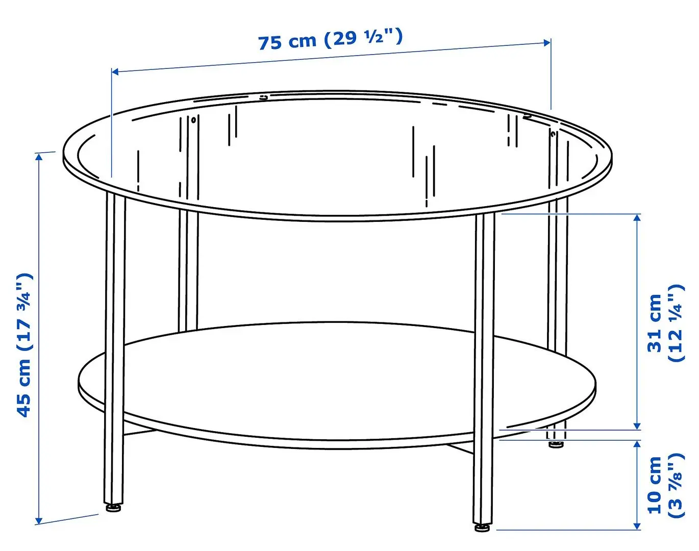 Masa pentru reviste Ikea Vittsjo 75 (Negru-Maro/Sticla)