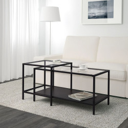 Set mese pentru reviste Ikea Vittsjo 90x50 (Negru-maro/Sticla)