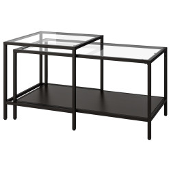Set mese pentru reviste Ikea Vittsjo 90x50 (Negru-maro/Sticla) Thumb