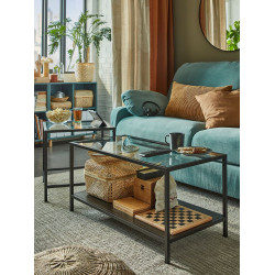 Set mese pentru reviste Ikea Vittsjo 90x50 (Negru-maro/Sticla) Thumb