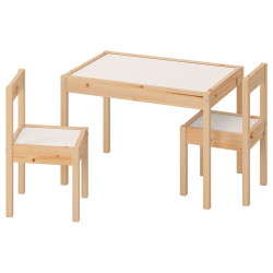 Set masa+2 scaune Ikea Latt (Alb/Pin) Thumb