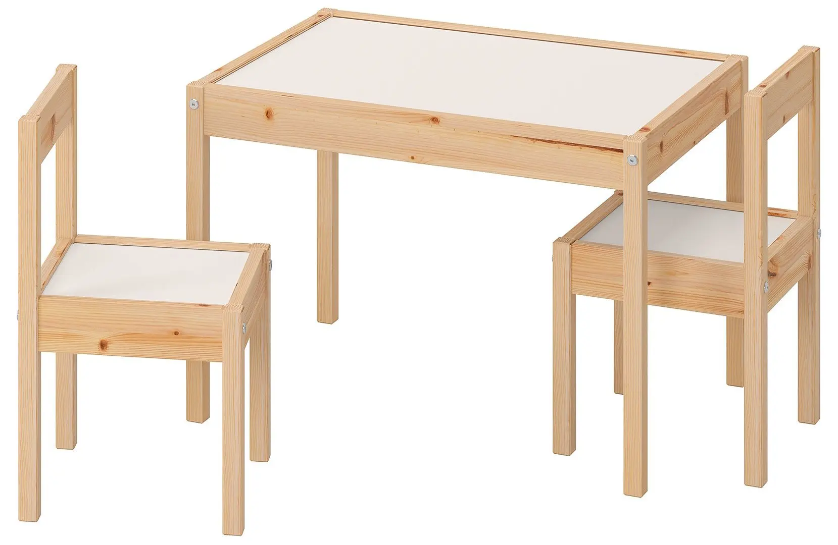 Set masa+2 scaune Ikea Latt (Alb/Pin)