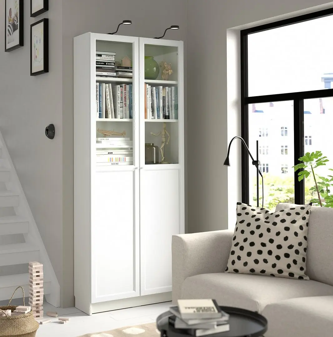 Biblioteca Ikea Billy panou/usa sticla 80x30x202 (Alb)