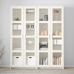 Biblioteca Ikea Brimnes usi sticla 160x35x190 (Alb)
