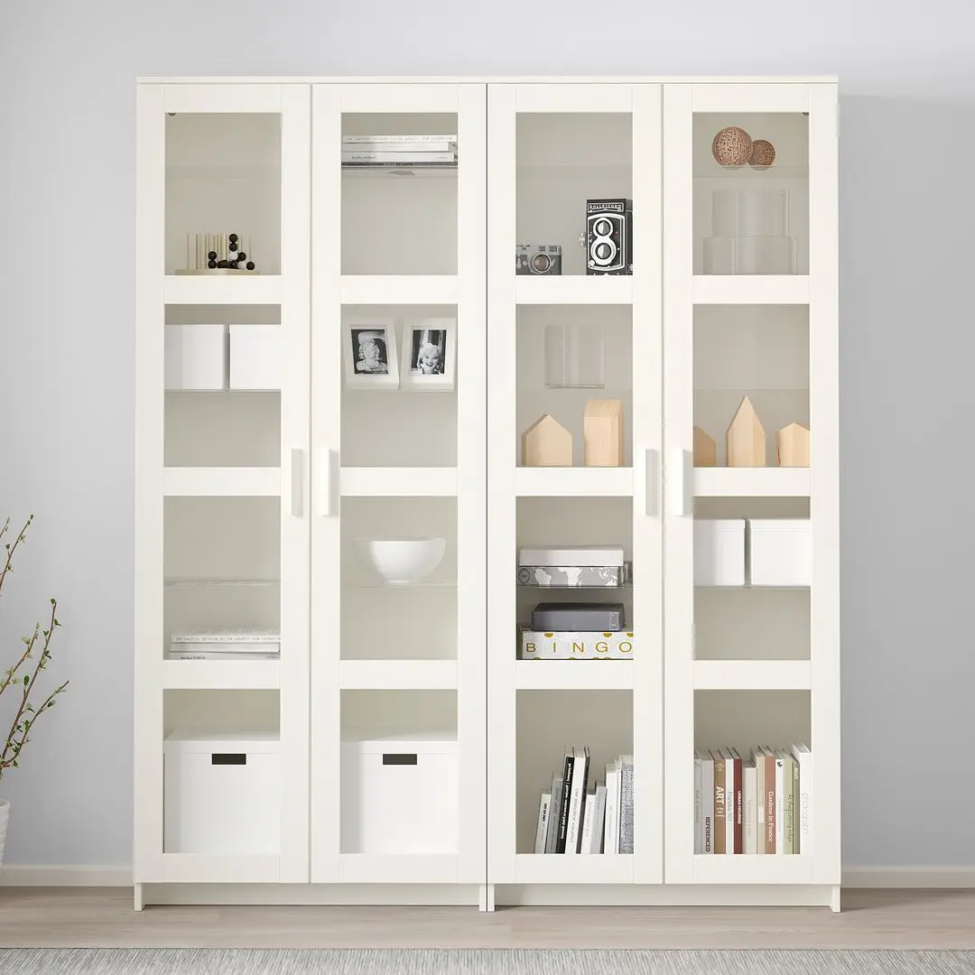 Biblioteca Ikea Brimnes usi sticla 160x35x190 (Alb)