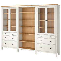 Biblioteca Ikea Hemnes usi/sertare 270x197 (Vopsit Alb/Maro Deschis) Thumb